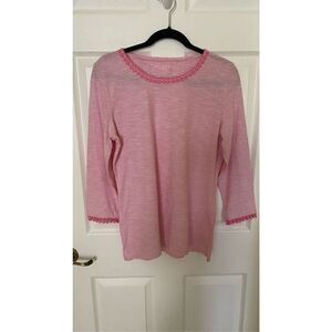 Talbots Pink and White Tunic Top, Size Medium